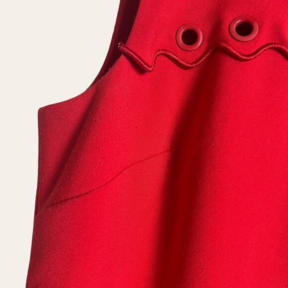 J.Crew Red Grommet Scalloped Sleeveless Shift Dress Size 8 - Picture 8 of 10